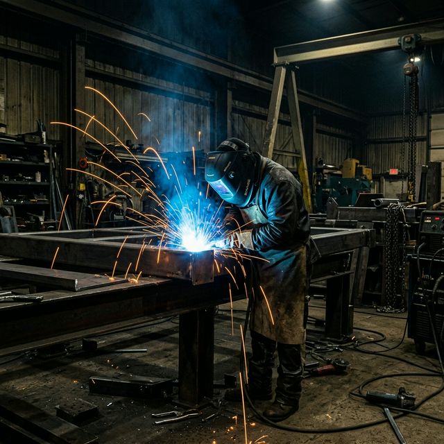 Soldador profesional trabajando